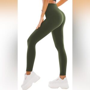 Amazon SINOPHANG Small/Medium Army Green Full Length High Waisted Leggings
